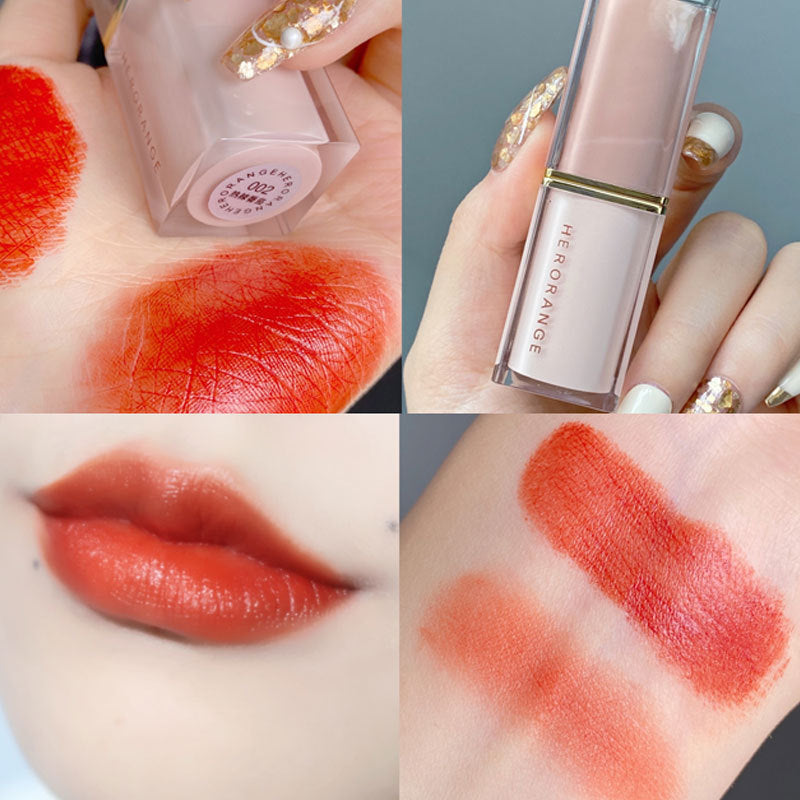 HERORANGE crystal square tube lipstick matte velvet matte lipstick waterproof, sweat-proof and long-lasting non-fading lipstick