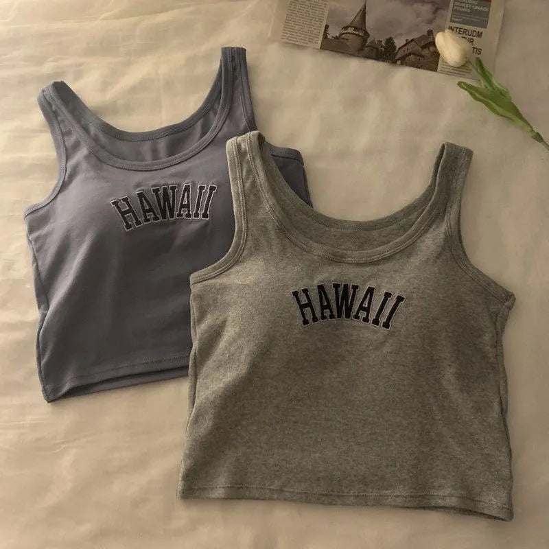 Spice girls sports small sling vest women's summer beauty back Internet celebrity explosion 2025 with chest pad outside sleeveless short top