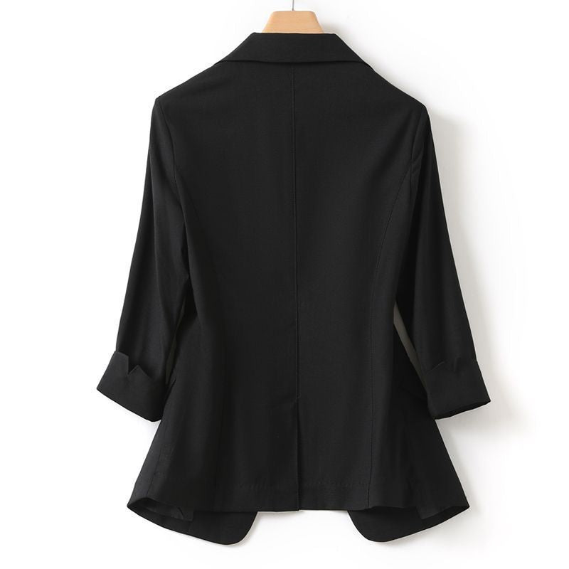 Ice silk small blazer women's fashion large size 2025 spring and summer new slim and thin waist thin short top