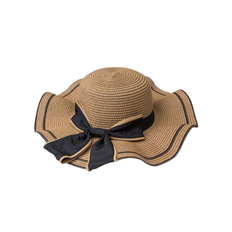 Small fresh straw hat women's anti-sun beach hat seaside sun hat Korean version travel casual sun hat bow hat