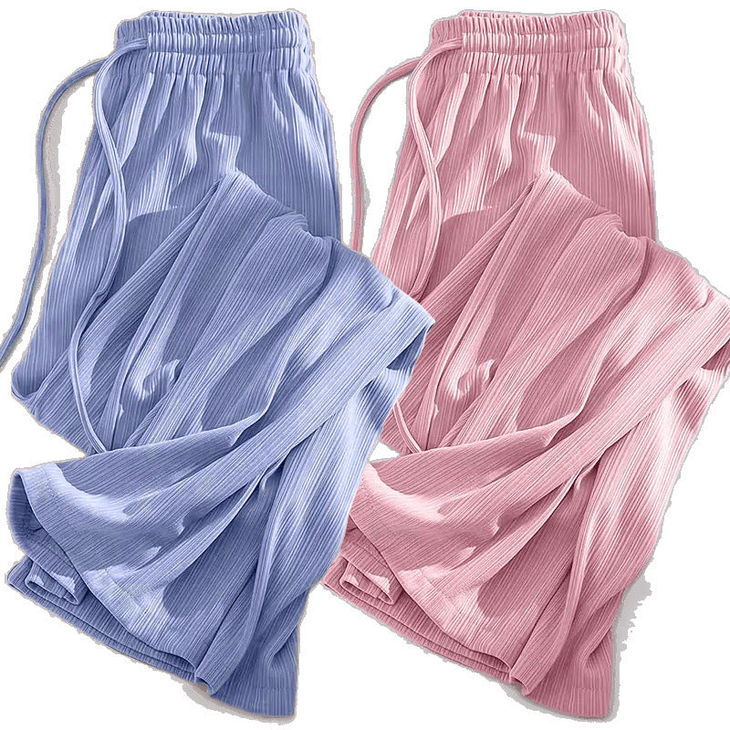 Ice silk wide-leg pants women's summer thin Korean version loose straight small high waist