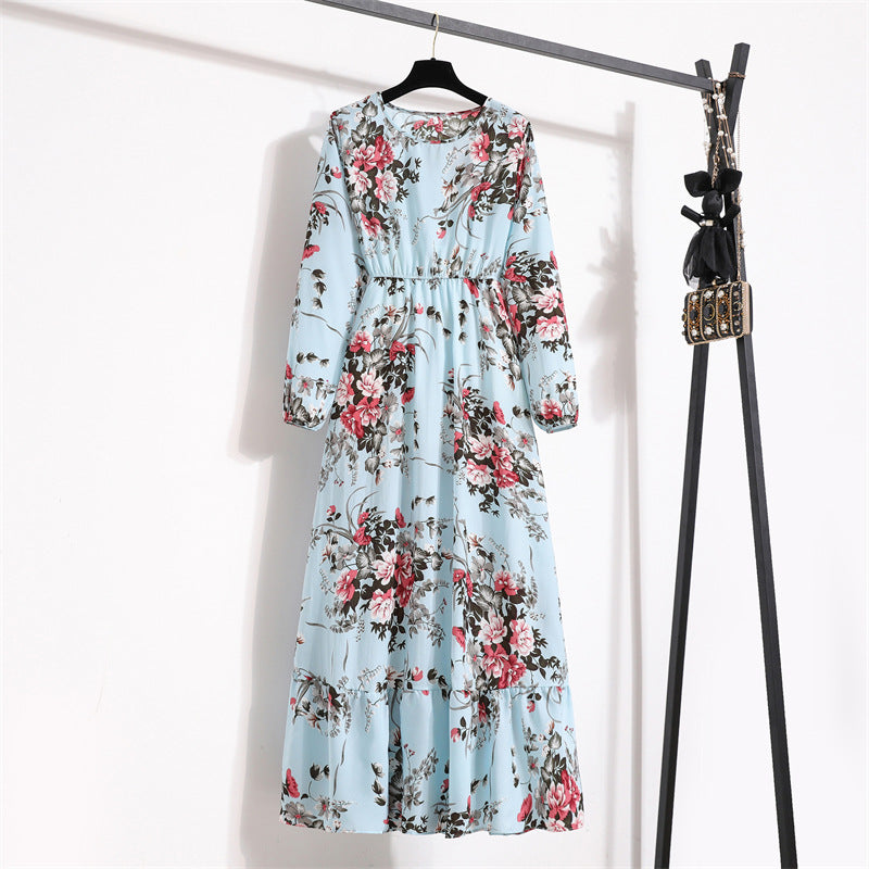 2025 new women's clothing French floral dress women's new design sense niche skirt elegant high sense waist dress