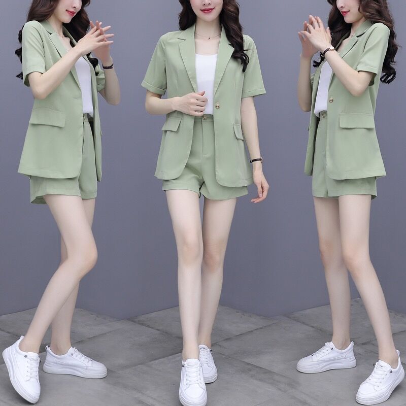 2025 summer senior three-piece suit women's short-sleeved shorts thin small suit wearing foreign style slim fit