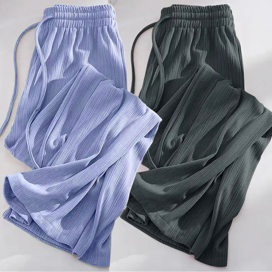 Ice silk wide-leg pants women's summer thin Korean version loose straight small high waist