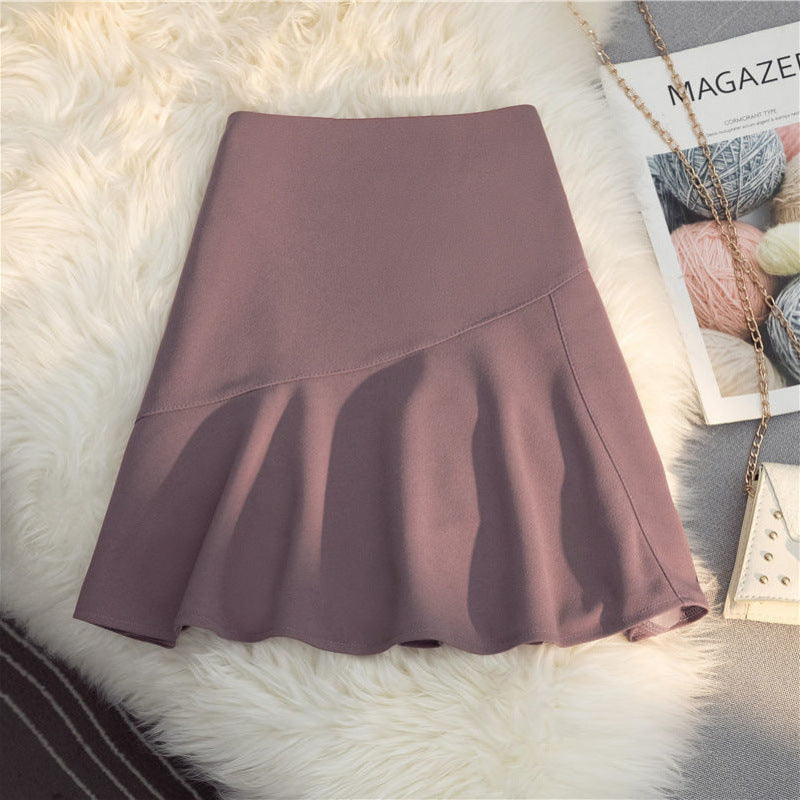 Lotus leaf edge skirt women's summer 2025 new versatile high-waisted A-word short skirt, thin anti-light fish tail hip skirt
