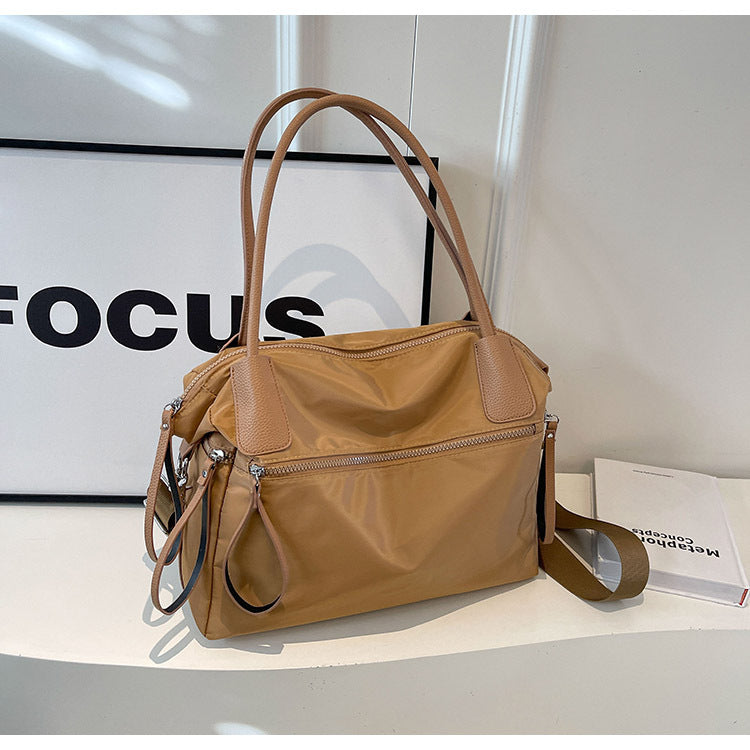 2025 new messenger bag women's nylon cloth solid color portable tote bag large capacity commuter underarm bag shoulder bag