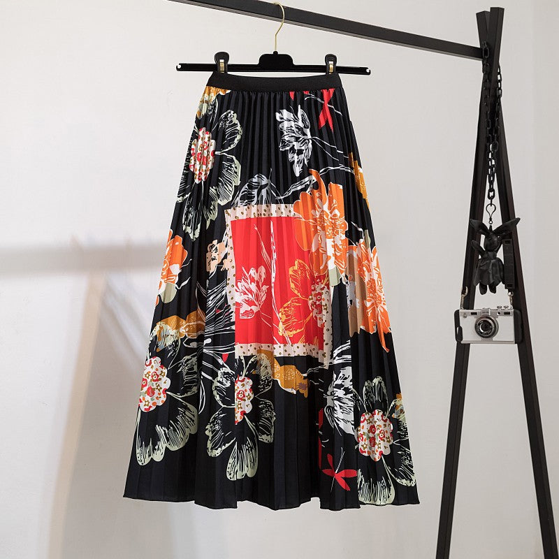 New skirt women's clothing Europe and the United States ebay Amazon cross-border explosion skirt printing cartoon pleated skirt wholesale