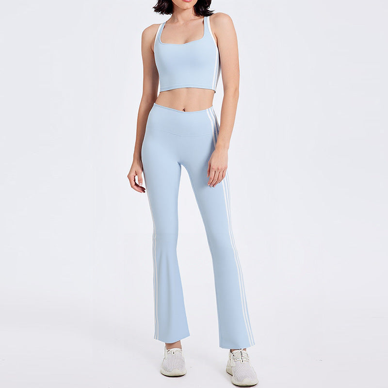 New high-waisted flared pants nude tight hips yoga suit outdoor sports running loose sports suit