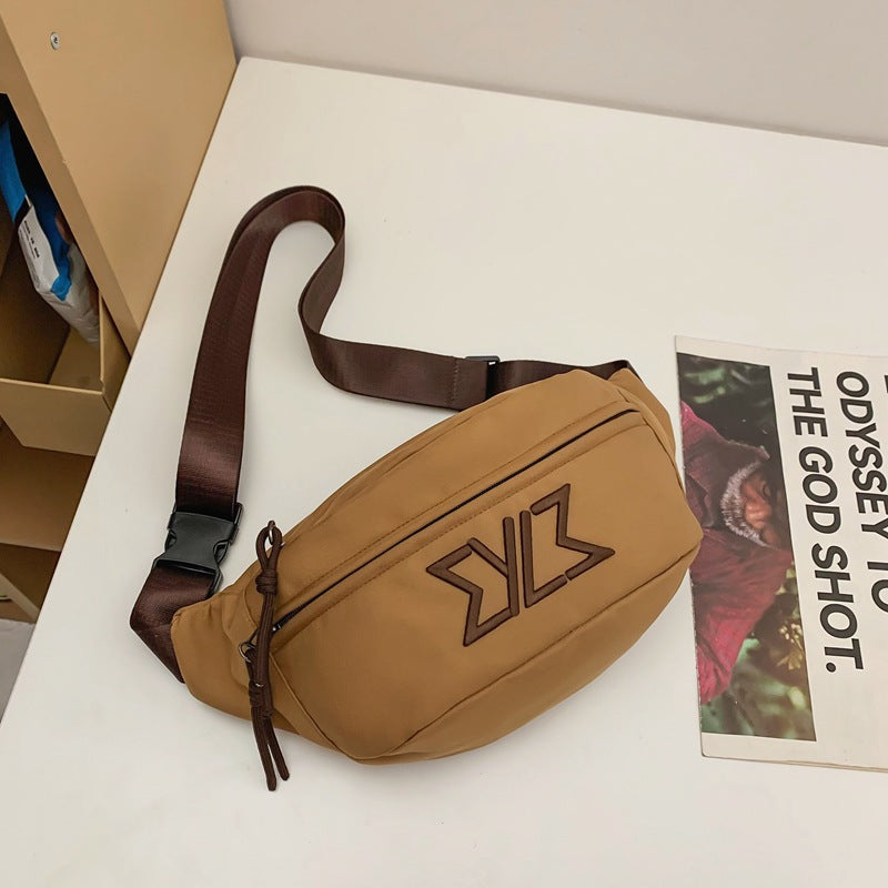 Early spring new breast bag women's messenger bag versatile couple mobile phone fanny pack large capacity trendy satchel men's single shoulder bag