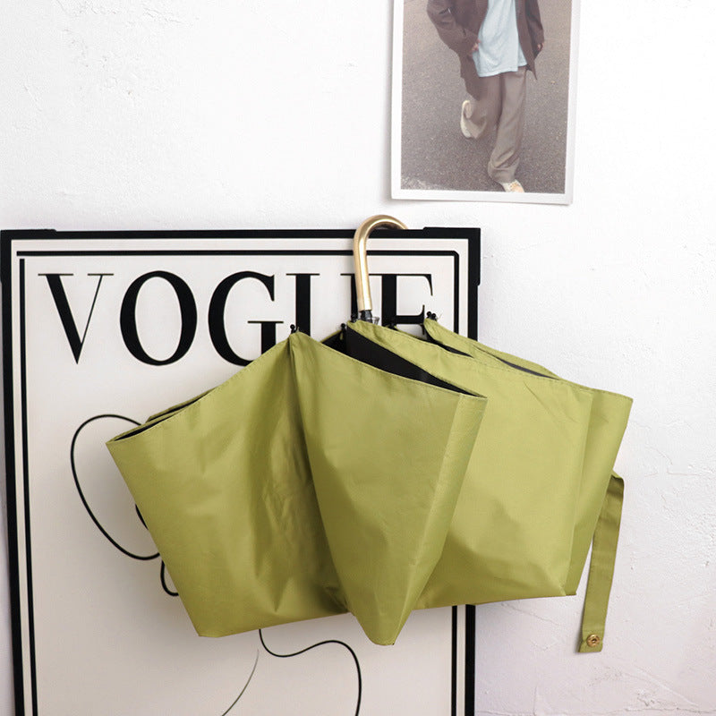 Round polka dot curved hook handle burgundy weather and rain parasol sun protection UV protection new folding sun umbrella vinyl