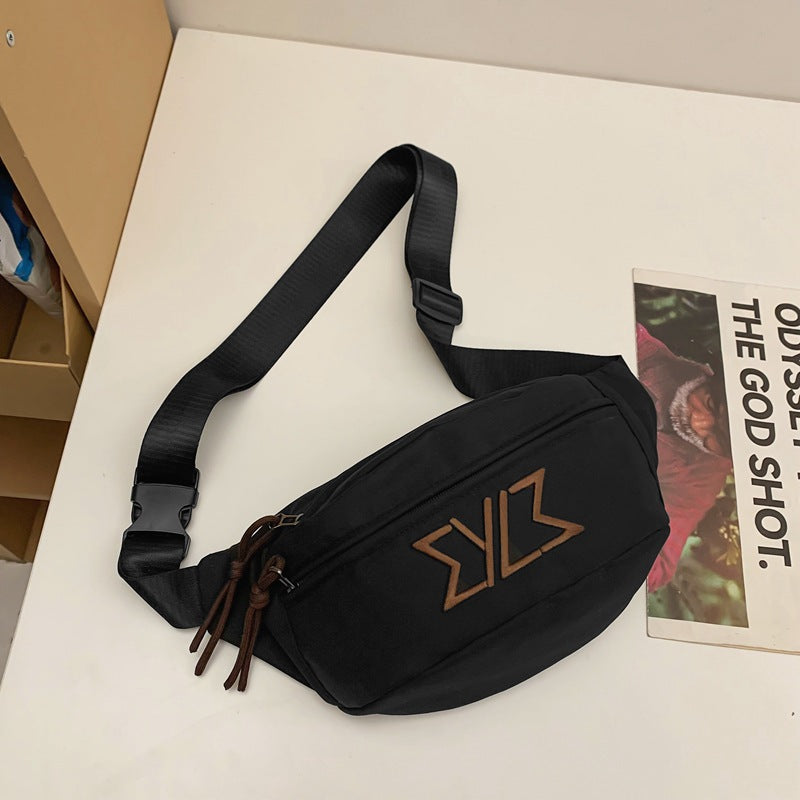 Early spring new breast bag women's messenger bag versatile couple mobile phone fanny pack large capacity trendy satchel men's single shoulder bag