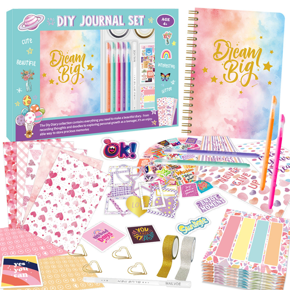 Bronzing DIY Diary Set Girl 4 + Scrapbook Children's Gift Handbook