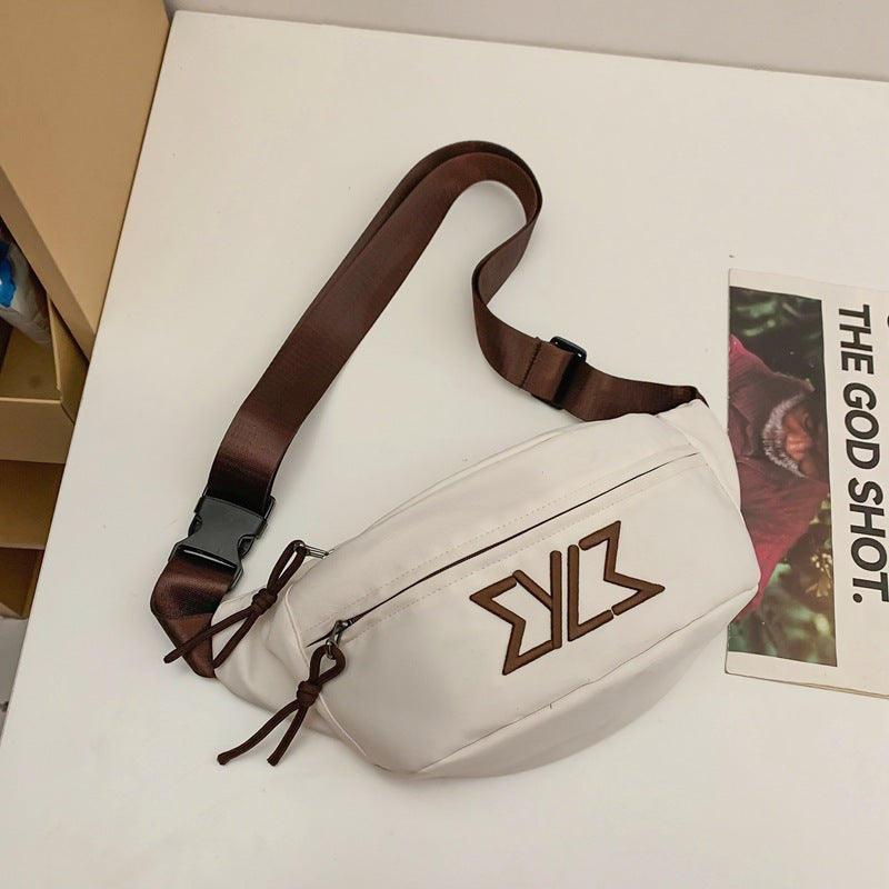 Early spring new breast bag women's messenger bag versatile couple mobile phone fanny pack large capacity trendy satchel men's single shoulder bag