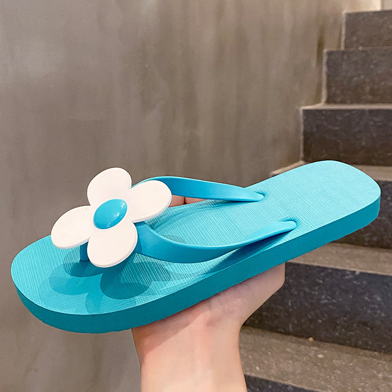 Holiday travel leisure sun flower toe cool slippers women beach shoes stepping on shit feeling home wear lip-flops women