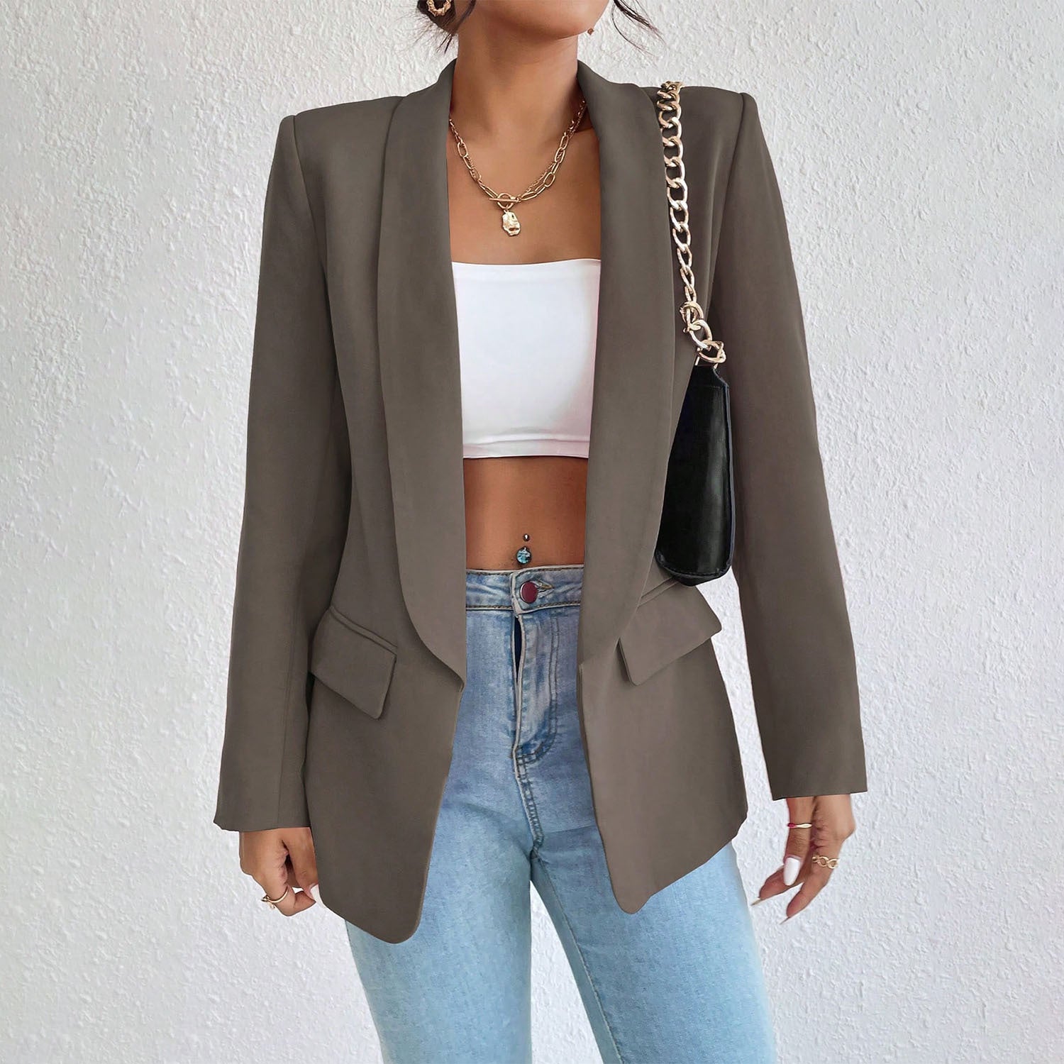 Middle East new temperament commuting solid color lapel long sleeve small suit jacket women
