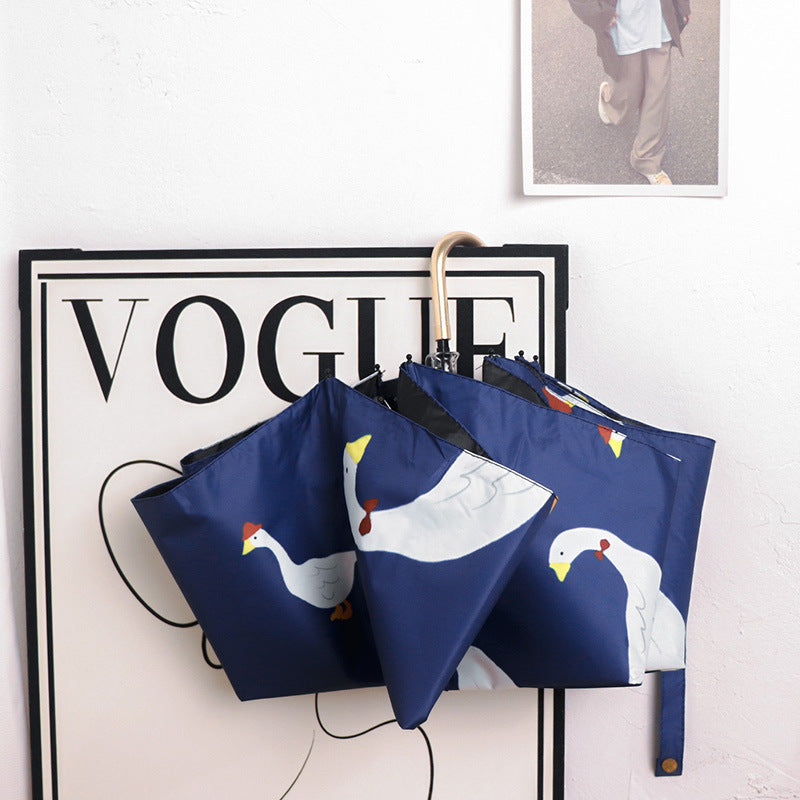 Round polka dot curved hook handle burgundy weather and rain parasol sun protection UV protection new folding sun umbrella vinyl