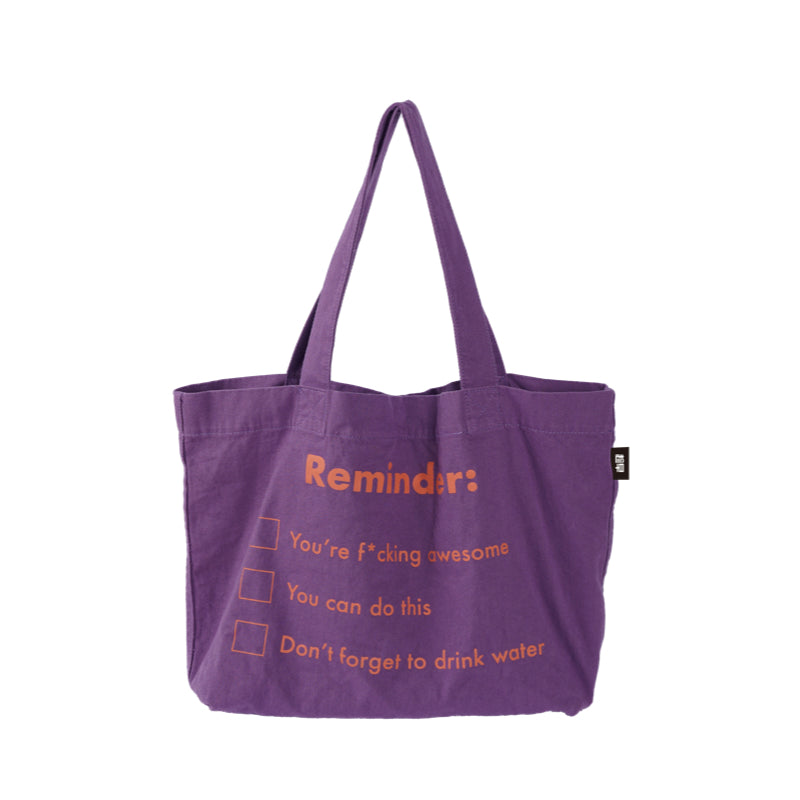 Washed cotton canvas bag Fashion versatile quotation Large capacity shoulder portable messenger bag Tote bag