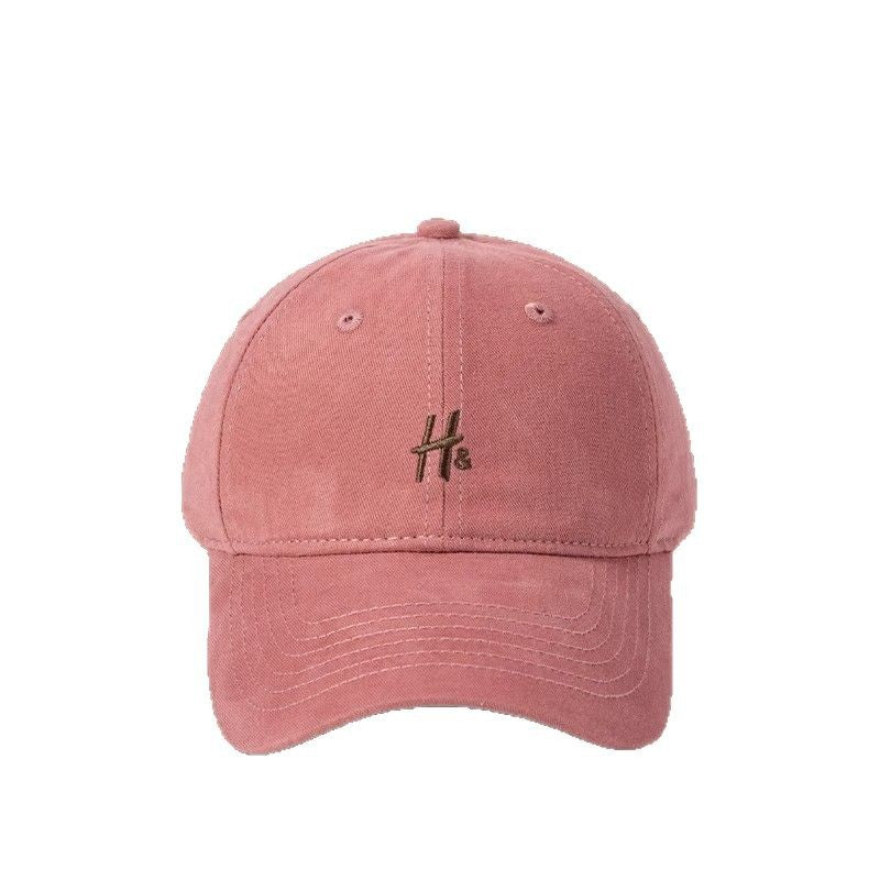 Raspberry powder 2025 new model with big head circumference and small face H letter baseball caps for men and women