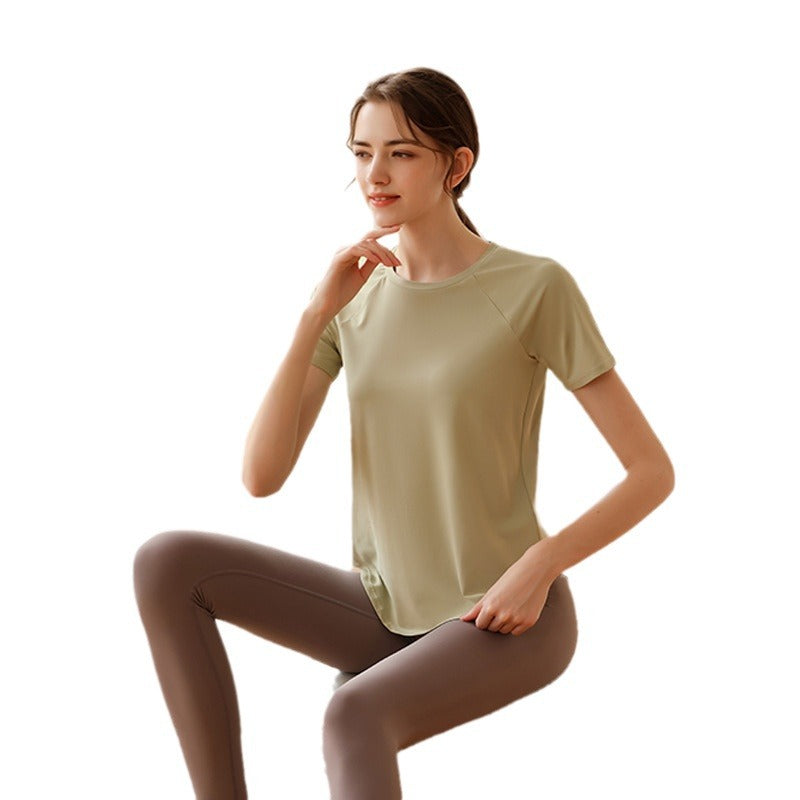 High-end yoga clothes women's summer thin short-sleeved fitness top running quick-drying sports T-shirt loose blouse