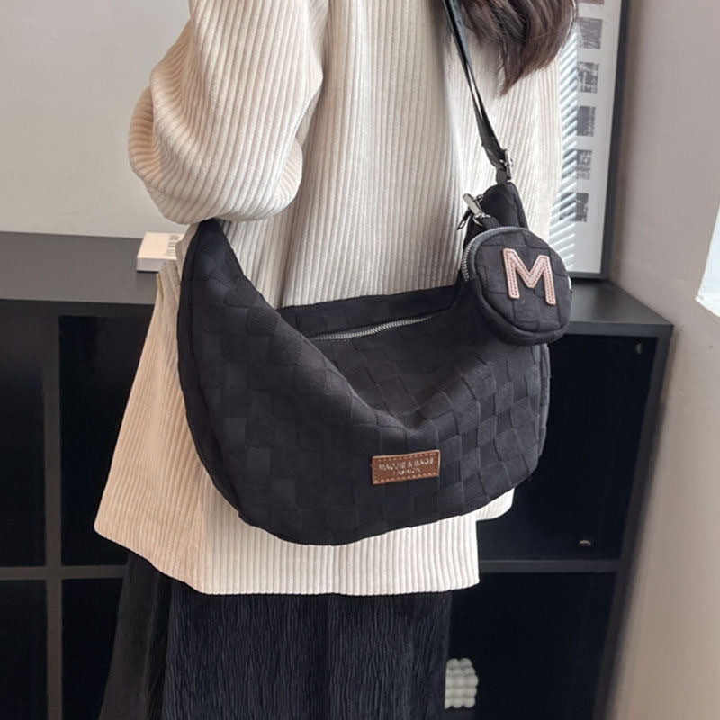 Korean version messenger bag white cotton cloth bag fashionable new tote bag women's bag large capacity bag