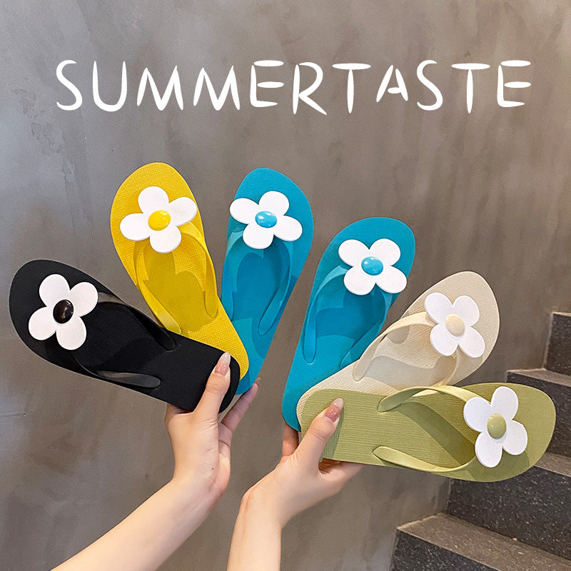 Holiday travel leisure sun flower toe cool slippers women beach shoes stepping on shit feeling home wear lip-flops women