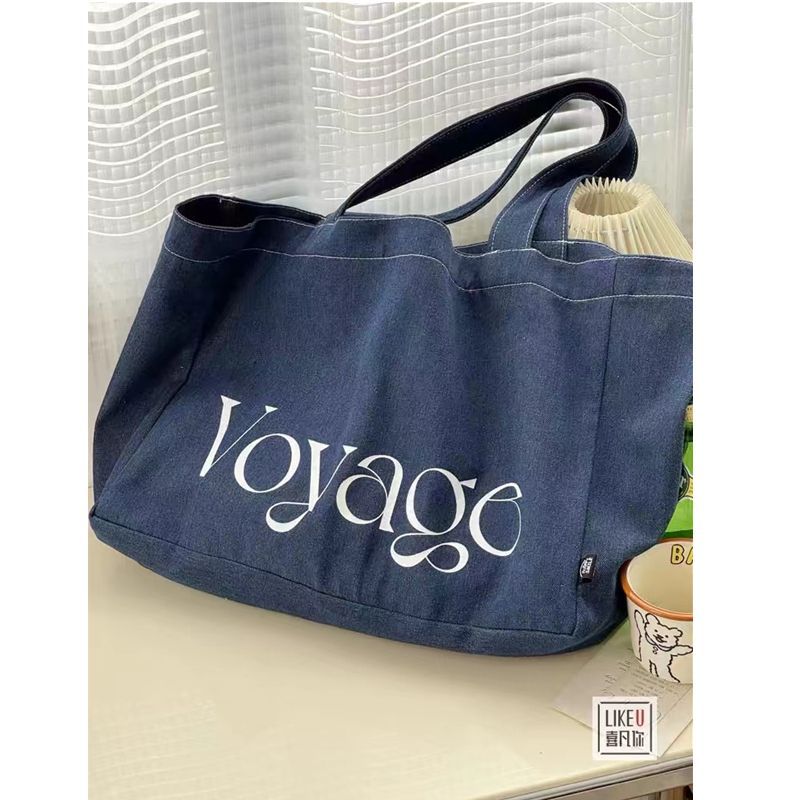 Original niche lazy denim tote yoga bag casual shopping student schoolbag literary shoulder bag