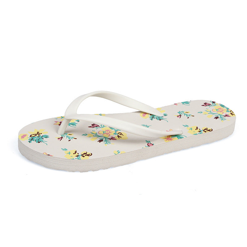Art flower flip-flops women's flat cool slippers summer new fashion swimming pool beach shoes non-slip soft elastic