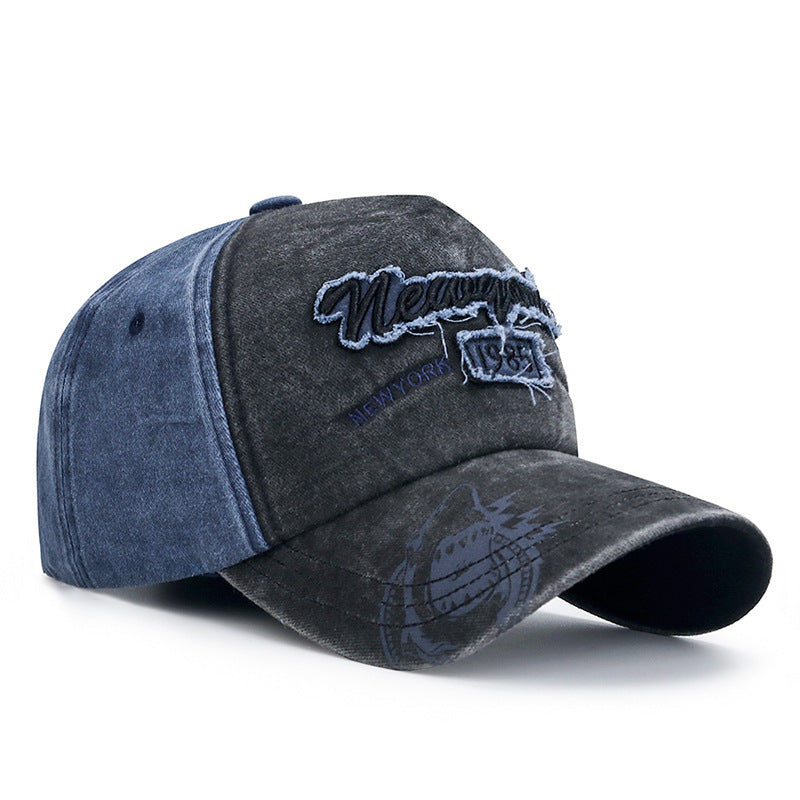 New washed flash patch three-dimensional embroidery letter baseball cap men and women youth old sun hat