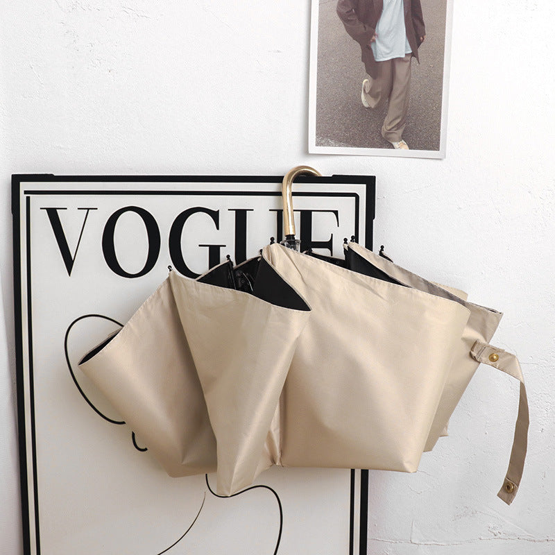 Round polka dot curved hook handle burgundy weather and rain parasol sun protection UV protection new folding sun umbrella vinyl