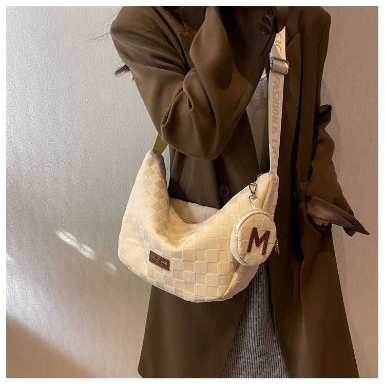 Korean version messenger bag white cotton cloth bag fashionable new tote bag women's bag large capacity bag