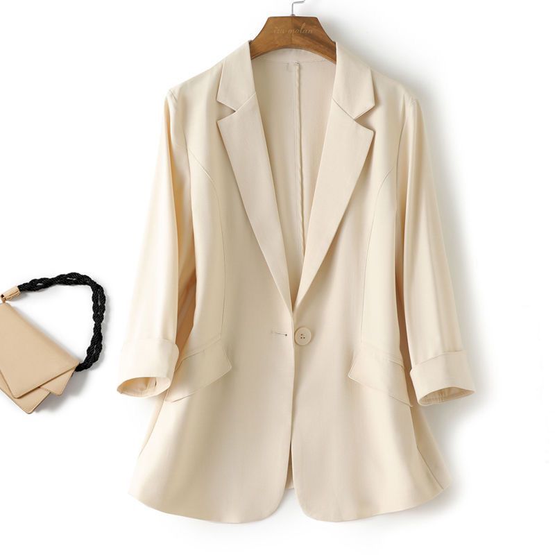 Ice silk small blazer women's fashion large size 2025 spring and summer new slim and thin waist thin short top