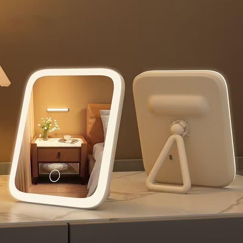 LED makeup mirror new mirror with lamp student dormitory ins fill light desktop vanity mirror charging mirror