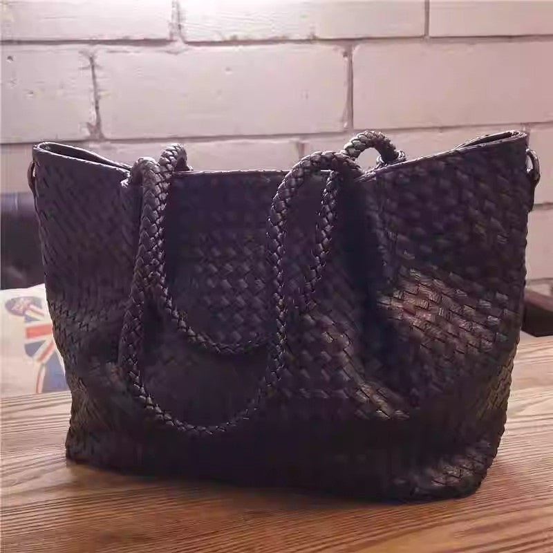 CDIWRI & KARI woven 2025 new tote bag large capacity retro trendy shoulder bag versatile Korean version bag