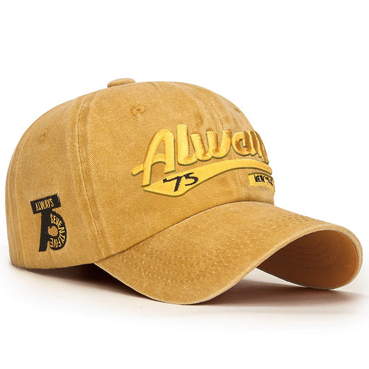 New three-dimensional embroidery soft washed cotton old hat men's letter trendy men's outdoor fashion faded baseball cap