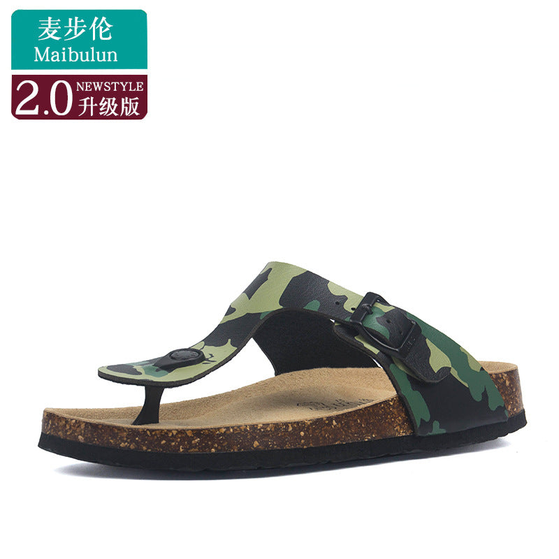Cork Slippers Men and Women Couples Beach Home Outdoor Flip-flops Boken Shoes Summer