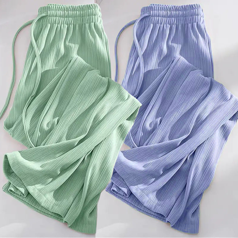 Ice silk wide-leg pants women's summer thin Korean version loose straight small high waist