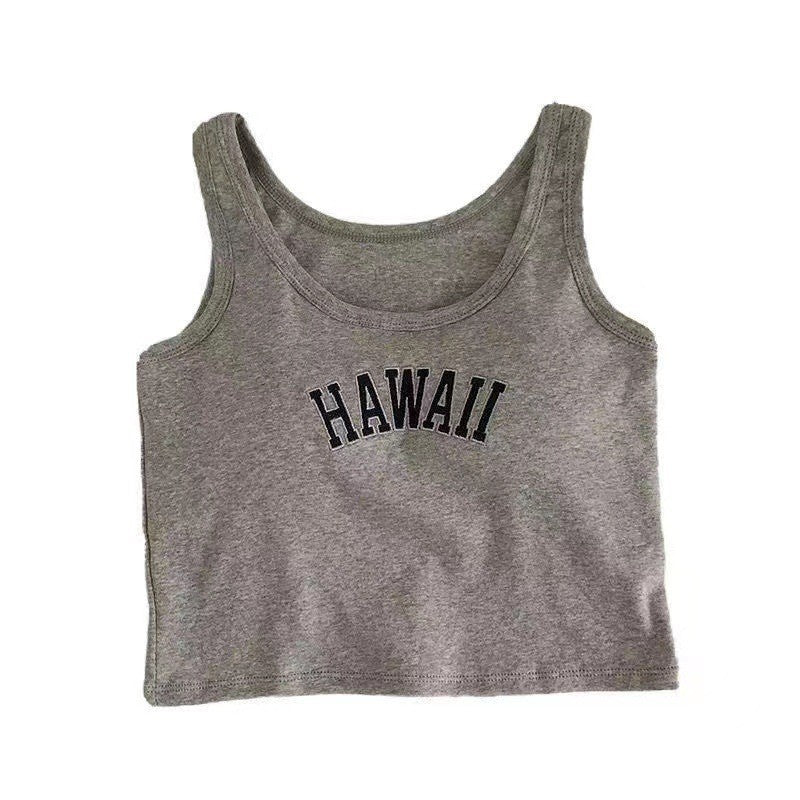 Spice girls sports small sling vest women's summer beauty back Internet celebrity explosion 2025 with chest pad outside sleeveless short top