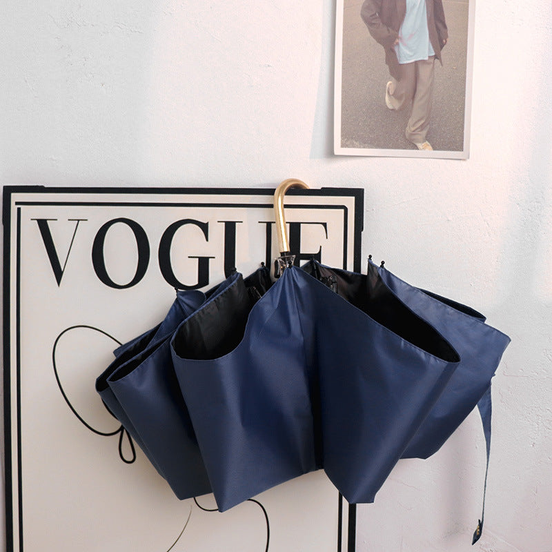 Round polka dot curved hook handle burgundy weather and rain parasol sun protection UV protection new folding sun umbrella vinyl