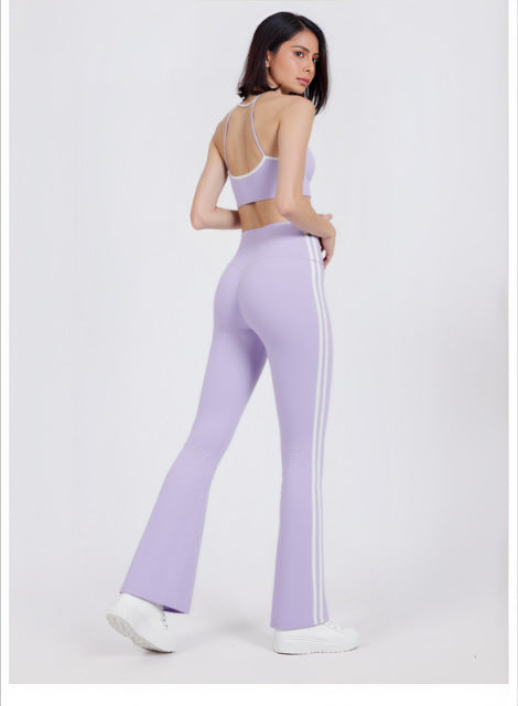 New high-waisted flared pants nude tight hips yoga suit outdoor sports running loose sports suit