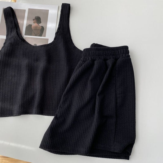 2025 Girls Summer Large Size Casual Suit Fat mm Loose Vest Top Wide Leg Shorts Lazy Home Two-piece Set