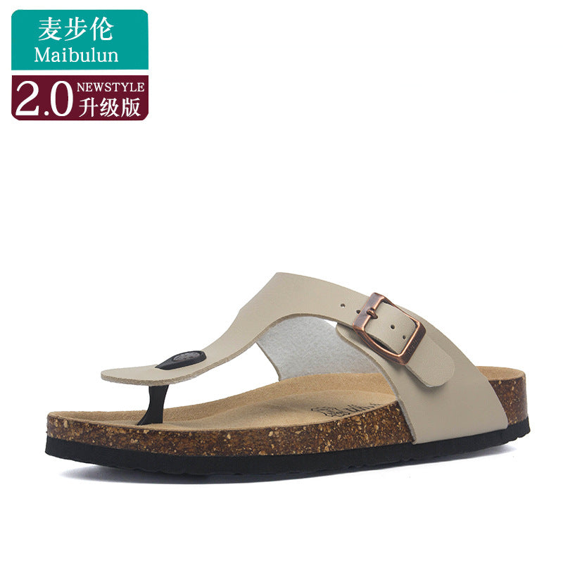 Cork Slippers Men and Women Couples Beach Home Outdoor Flip-flops Boken Shoes Summer