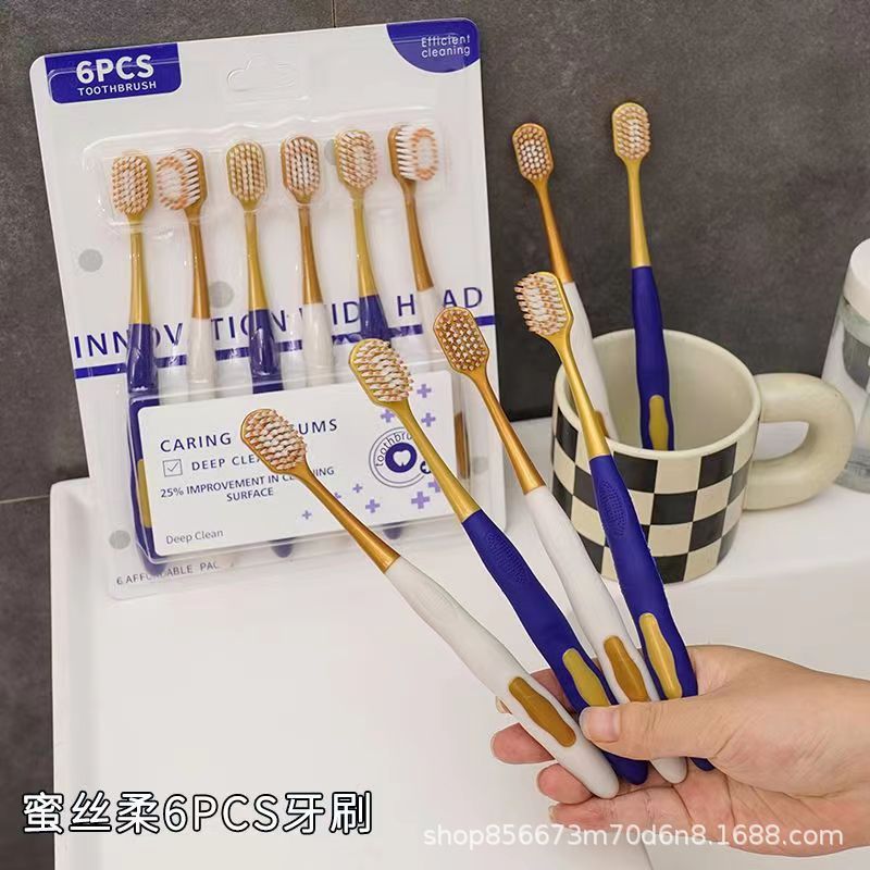 Sam's same toothbrush honey silk 6 pcs adult household wide head soft toothbrush big head soft bristle toothbrush wholesale factory