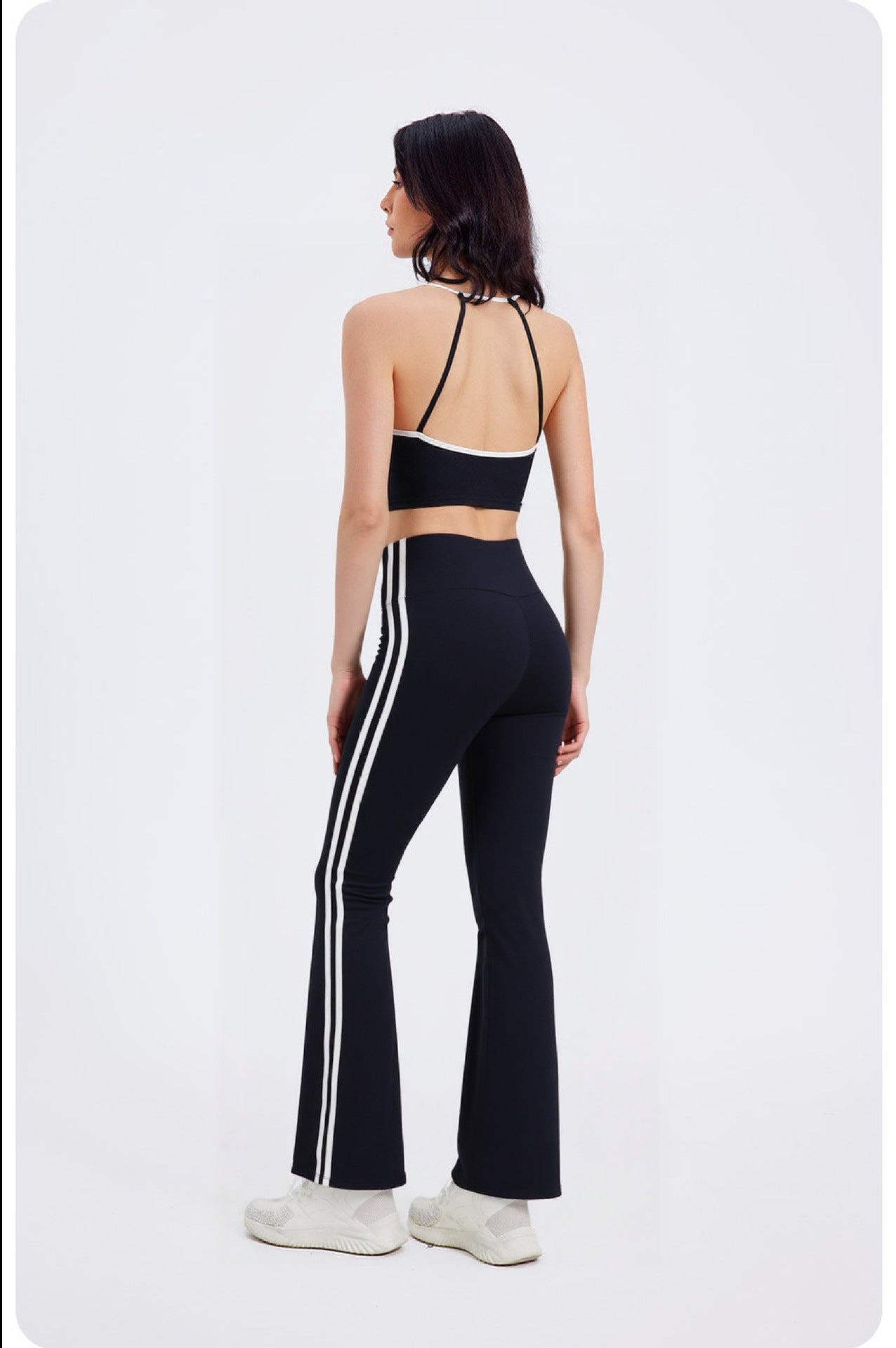 New high-waisted flared pants nude tight hips yoga suit outdoor sports running loose sports suit