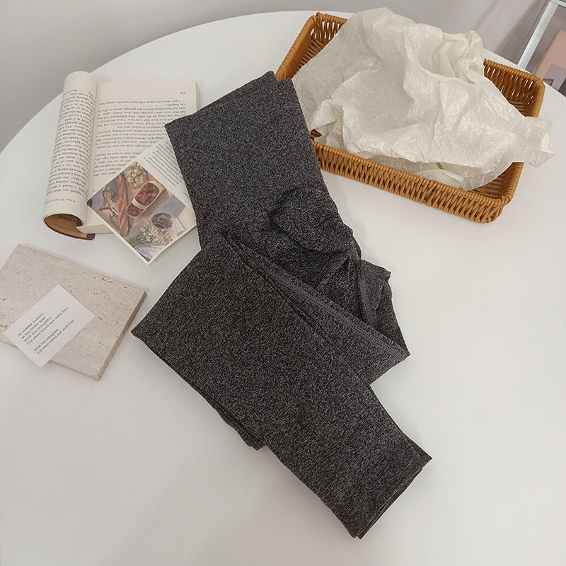 High waist fitness yoga pants hip lift exercise seamless solid color high elastic knitting nine points comfortable