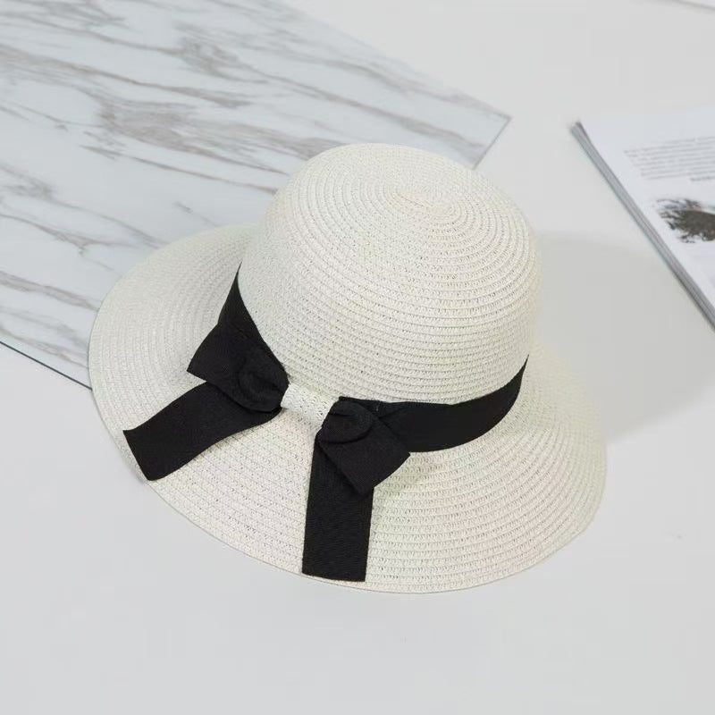 Small fresh straw hat women's anti-sun beach hat seaside sun hat Korean version travel casual sun hat bow hat