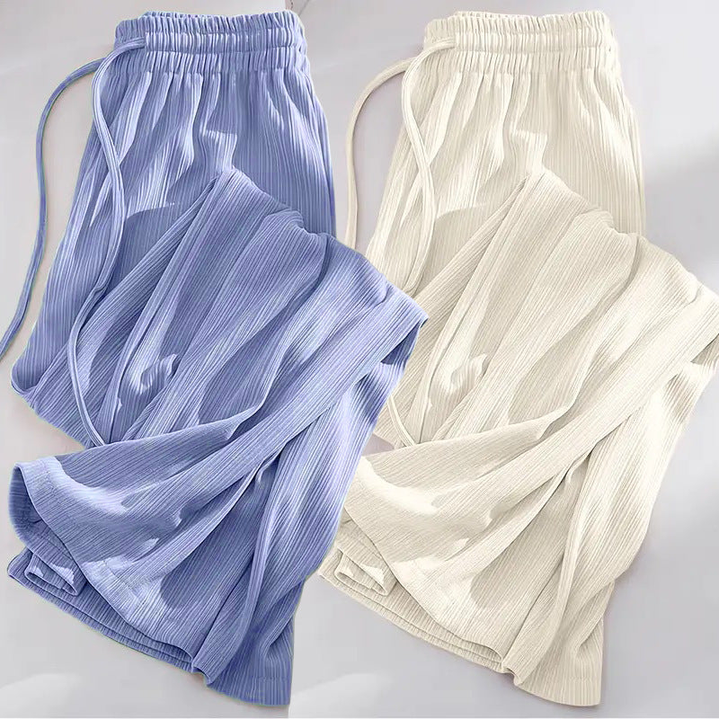 Ice silk wide-leg pants women's summer thin Korean version loose straight small high waist