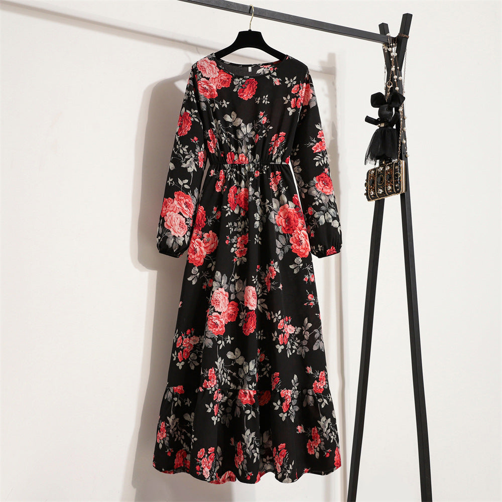 2025 new women's clothing French floral dress women's new design sense niche skirt elegant high sense waist dress