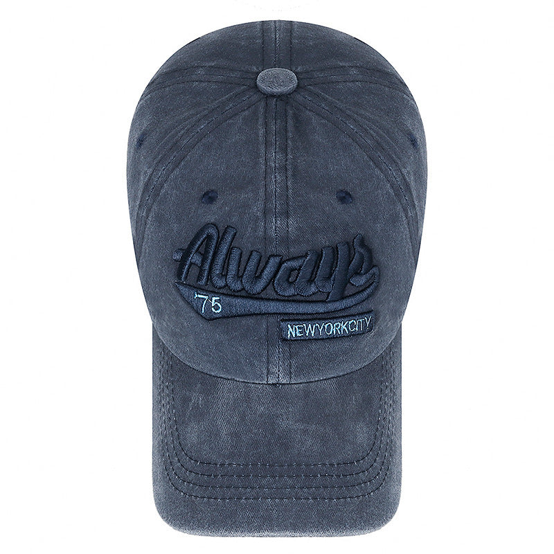 Baseball cap washed old letter embroidered cap trendy man personality street woman sun hat