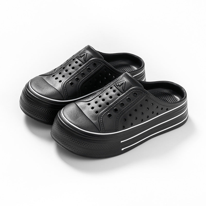 Thick-soled women's hole shoes summer 2025 new indoor home non-slip deodorant outer wear fashionable simple cool slippers