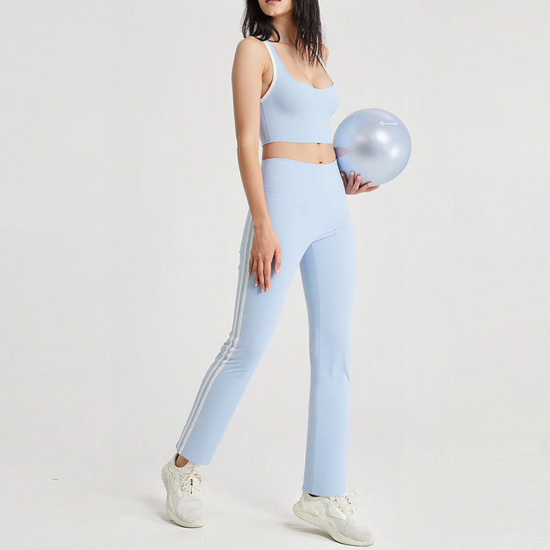 New high-waisted flared pants nude tight hips yoga suit outdoor sports running loose sports suit